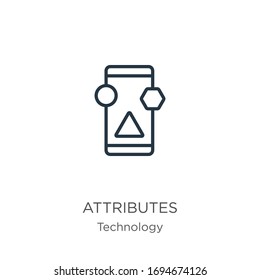 Attributes icon. Thin linear attributes outline icon isolated on white background from technology collection. Line vector sign, symbol for web and mobile