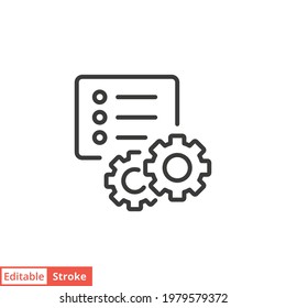 Attributes line icon. Simple outline style. Attribute, document, gear, success, technology concept. Vector illustration isolated on white background. Thin line symbol editable stroke EPS 10.