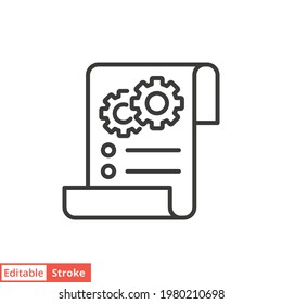Attributes line icon. Simple outline style. Attribute, document, gear, success, technology concept. Vector illustration isolated on white background. Thin line symbol editable stroke EPS 10.