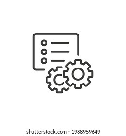 Attributes line icon. Simple outline style. Attribute, document, gear, success, technology concept. Vector illustration isolated on white background. Thin line symbol stroke EPS 10.