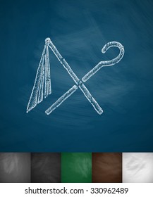 attributes of Osiris icon. Hand drawn vector illustration. Chalkboard Design