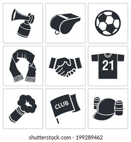 Attributes Soccer Fan Icon Set