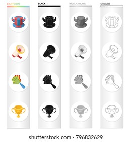 Attributes, symbols, sport, and other web icon in cartoon style. Olympics, achievements, winnings icons in set collection.