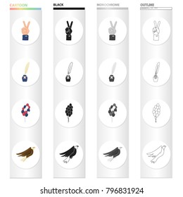 Attributes, tools, celebration and other web icon in cartoon style.Thoughts, creation, Victory, icons in set collection.