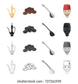 Attributes, Turkey, tourism and other web icon in cartoon style. Fool, beard, mustache icons in set collection.