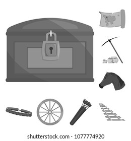 Attributes of the wild west monochrome icons in set collection for design.Texas and America vector symbol stock web illustration.