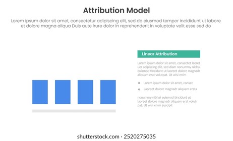 Anuncio de Plantilla de infografía del modelo de atribución con Hacer clic lineal o información de tipo táctil para el Vector de presentación de diapositivas