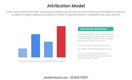 Anuncio de Plantilla de infografía del modelo de atribución con información de tipo controlada por datos para el Vector de presentación de diapositivas