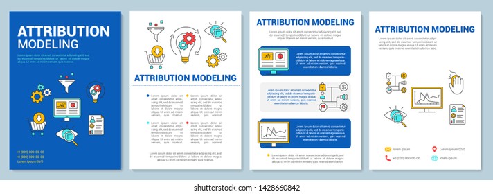 Attribution modeling brochure template layout. Flyer, booklet, leaflet print design with linear illustrations. Vector page layouts for magazines, annual reports, advertising posters