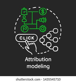 Attribution modeling chalk concept icon idea. Digital marketing benefit. Web analytics, marketing activity, touchpoints, conversions. Vector isolated chalkboard illustration