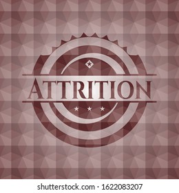 Attrition red seamless emblem with geometric background.