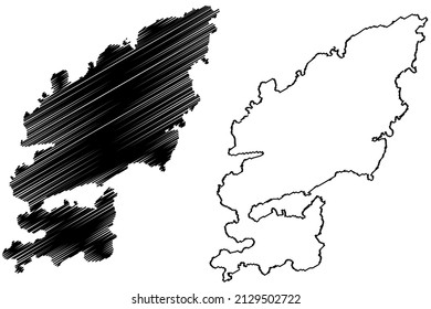 Attu island (Republic of Finland) map vector illustration, scribble sketch Attu map