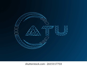 ATU low poly letter logo vector design. ATU lower poly logo design. 