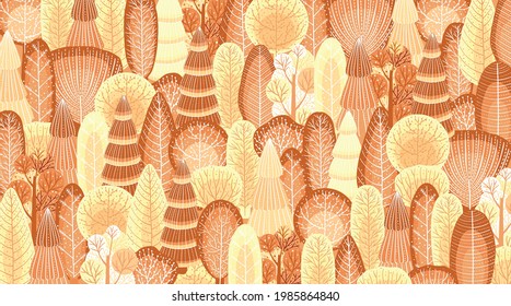 Atumn forest background. Vector design for paper, cover, fabric, interior decor.