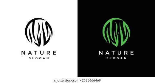 Logótipo de grama vetorial natural. Modelos de design para grama selvagem, grama artificial
