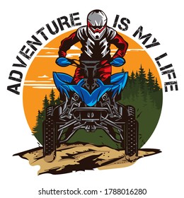 ATV Adventure race vector illustration, perfect for t shirt, badge, sticker design, all type merchandise