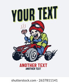 ATV Barbeque Vector Design Outdoor Sport Badge Illustration for Logo, T-shirt Design and Others