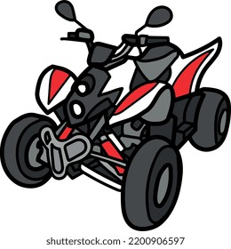 Atv bike new vector and illustration vehicle teansport bike four wheel bike icon drawing 3d
