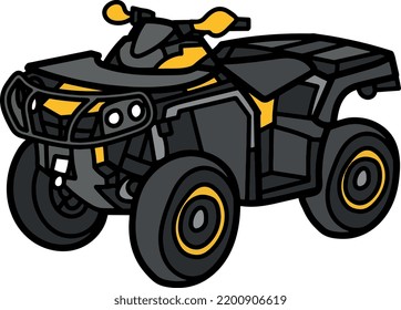 Atv bicicleta nuevo vector e ilustración vehículo tesport bicicleta de cuatro ruedas icono dibujo 3d
