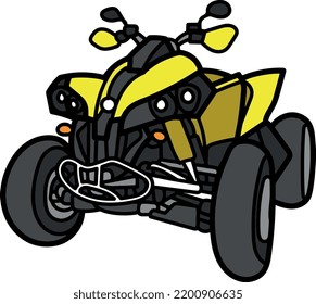 Atv bicicleta nuevo vector e ilustración vehículo tesport bicicleta de cuatro ruedas icono dibujo 3d
