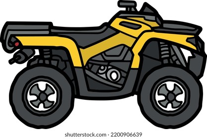 Atv bicicleta nuevo vector e ilustración vehículo tesport bicicleta de cuatro ruedas icono dibujo 3d
