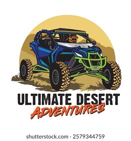 ATV Buggy car adventure vector illustration, perfect for t shirt design and Buggy Rental logo	