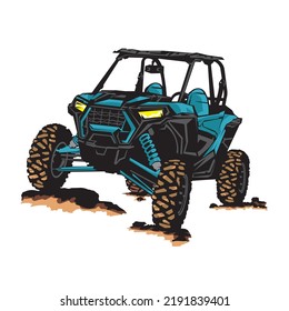 ATV Buggy Extreme Sport vehicle vector illustration, good for team  and racing club also rental and trip adventure logo design 