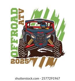 ATV buggy extreme vehicle adventure vector illustration, perfect for t shirt design 