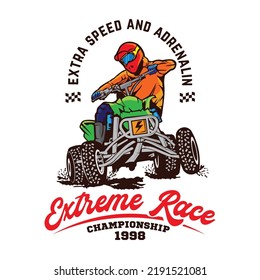 Carrera deportiva ATV Extreme, buena para el diseño de camisetas y el logo del campeonato