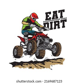 Diseño del logotipo de la ilustración del vector de carreras de deportes ATV Extreme, bueno para el diseño de camisetas y el logotipo del evento de campeonato