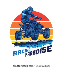 Ilustración vectorial de carreras deportivas ATV Extreme en estilo retro, bueno para el diseño de camisetas y el logo del campeonato