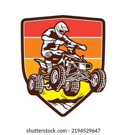 Carrera deportiva ATV Extreme, buena para el diseño de camisetas, tienda, alquiler y logo del campeonato