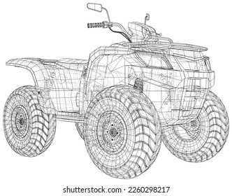 ATV. Four-wheeled all-terrain vehicle. Quad bike on an isolated background. Vector illustration.