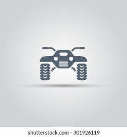 ATV front view isolated vector icon, off-road motorcycles sign