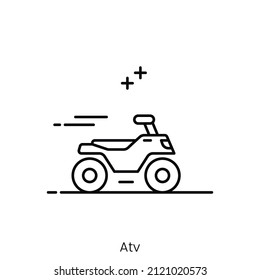 icono de atv. Diseño de icono de estilo de esquema aislado en fondo blanco