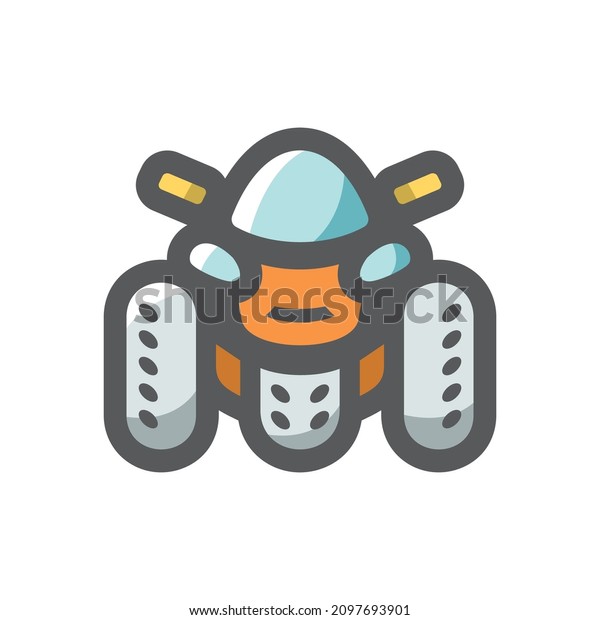 ATV motorcycle on four wheels Vector icon\
Cartoon illustration.