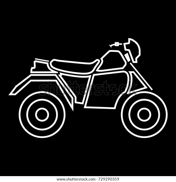 ATV motorcycle on\
four wheels white icon .