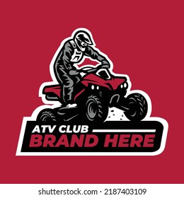 Vector del logotipo del club fuera de la carretera ATV aislado. Mejor industria relacionada con el ATV 