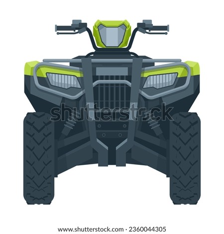 ATV Quad bike isolated in front view. Four-wheeled motorcycle in flat style - isolated vector illustration