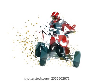 ATV. quad bike isolated low poly vector illustration. Geometric drawing, front view