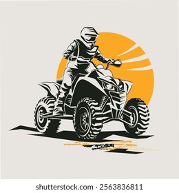 atv, quad bike stylized silhouette vector symbol, design element for logo or emblem