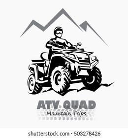 atv, quad bike stylized silhouette vector symbol, design element for logo or emblem