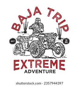 Aventura extrema de ATV Racing, perfecta para el diseño de camisetas y el logotipo del evento de carreras 