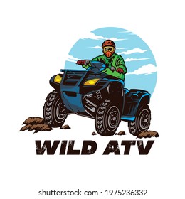 ATV Racing extreme adventure sport, good for t shirt design and racing event logo 