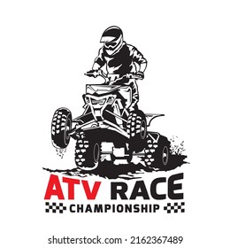 ATV Racing extreme sport vector illustration, perfect for tshirt design and racing event logo 