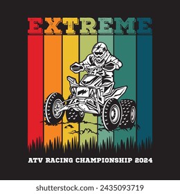 ATV Racing deporte extremo en color retro, bueno para el diseño de la camiseta 