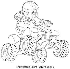 Atv Rider. Element For Coloring Page. Cartoon Style.