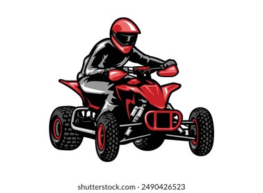 ATV vector illustration, sticker, with white background