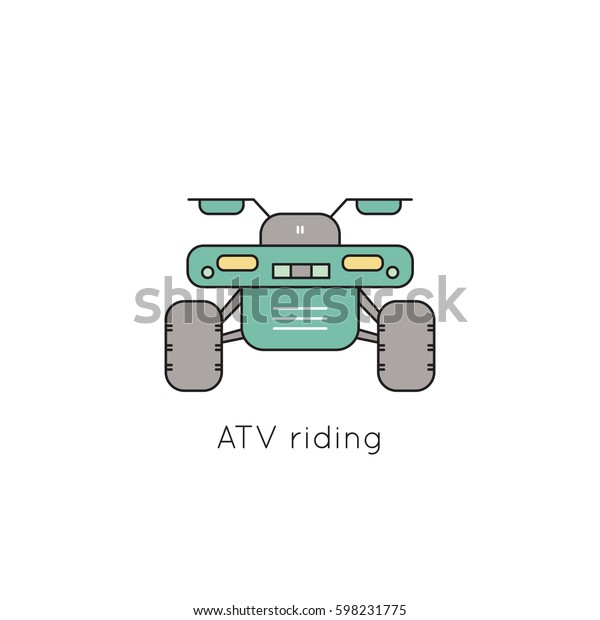 ATV vector thin\
line icon. Isolated symbol. Logo template for riding tour, element\
for travel agency products, tour brochure, excursion banner. Simple\
mono linear modern design.
