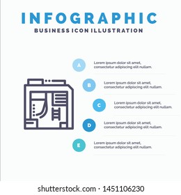 Atx, Box, Case, Computer Line icon with 5 steps presentation infographics Background